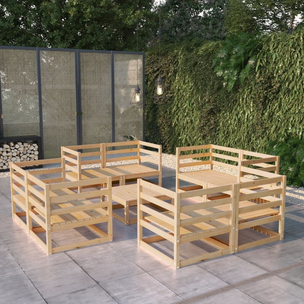 9 Piece Garden Lounge Set Solid Pinewood 9 Piece Garden Lounge Set Solid Pinewood