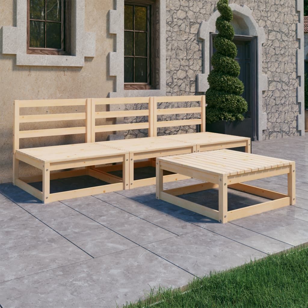 4 Piece Garden Lounge Set Solid Pinewood 4 Piece Garden Lounge Set Solid Pinewood