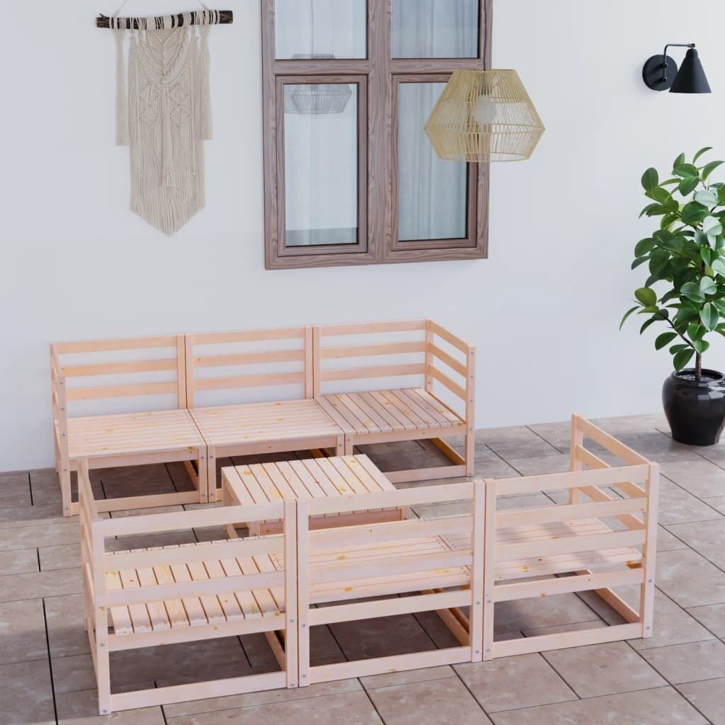 7 Piece Garden Lounge Set Solid Pinewood 7 Piece Garden Lounge Set Solid Pinewood