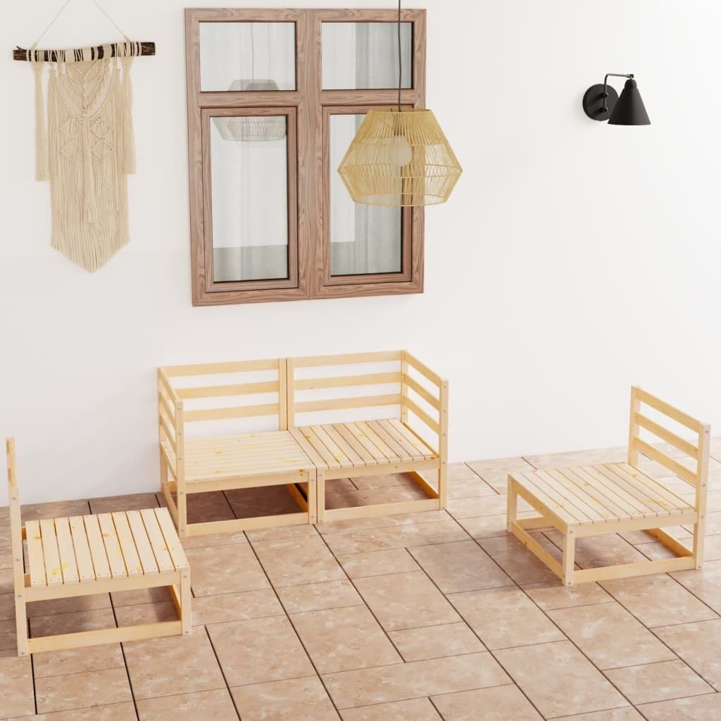 4 Piece Garden Lounge Set Solid Pinewood 4 Piece Garden Lounge Set Solid Pinewood