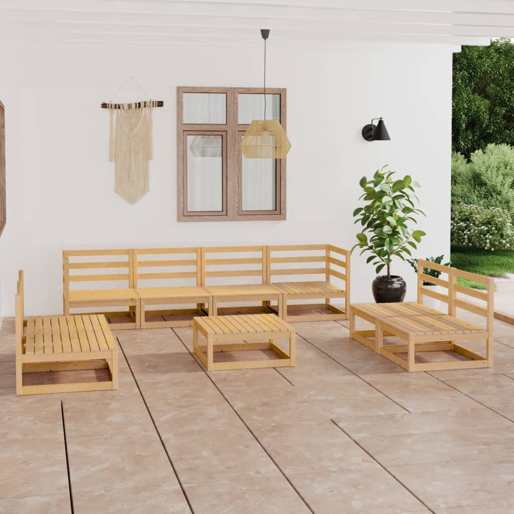 9 Piece Garden Lounge Set Solid Pinewood 9 Piece Garden Lounge Set Solid Pinewood
