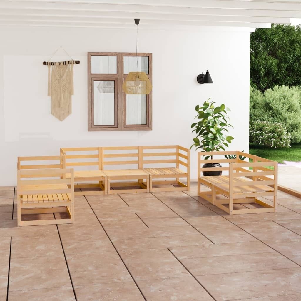 7 Piece Garden Lounge Set Solid Pinewood 7 Piece Garden Lounge Set Solid Pinewood