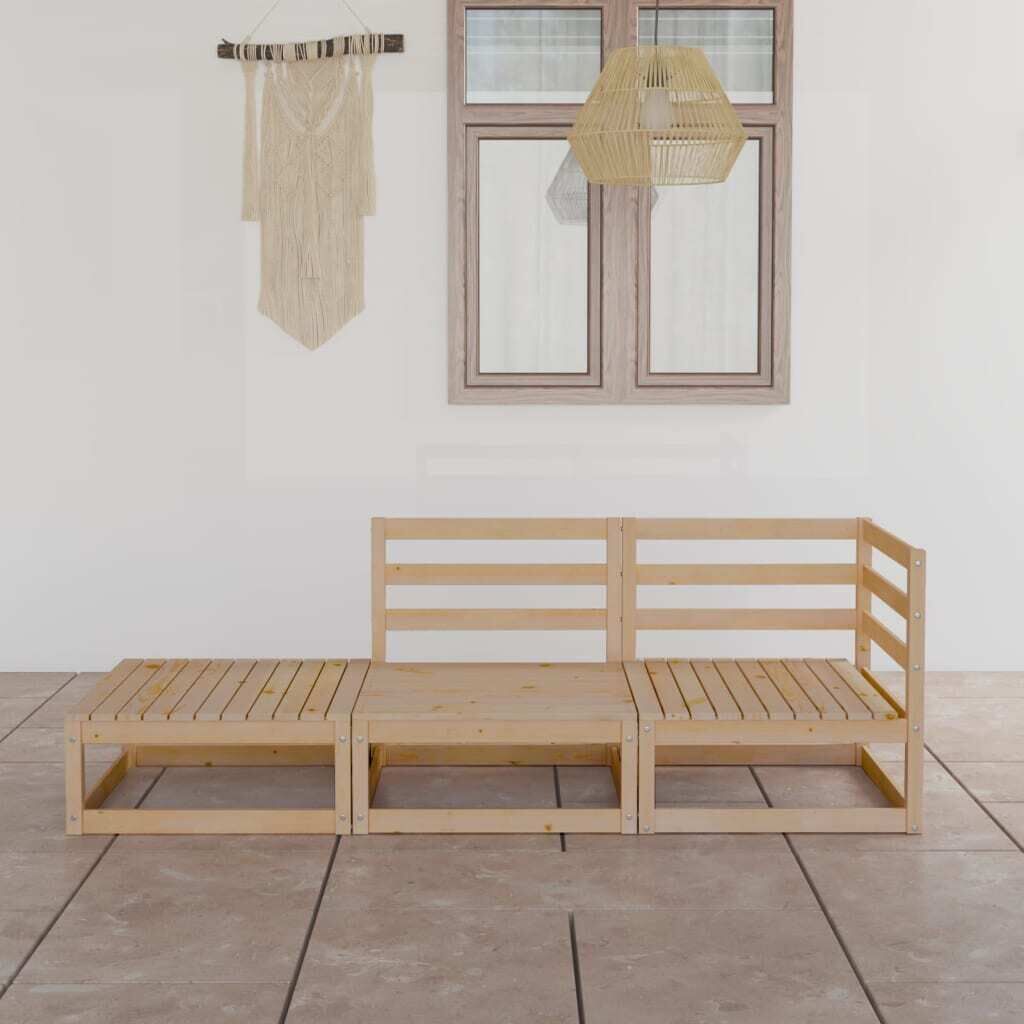 3 Piece Garden Lounge Set Solid Pinewood 3 Piece Garden Lounge Set Solid Pinewood