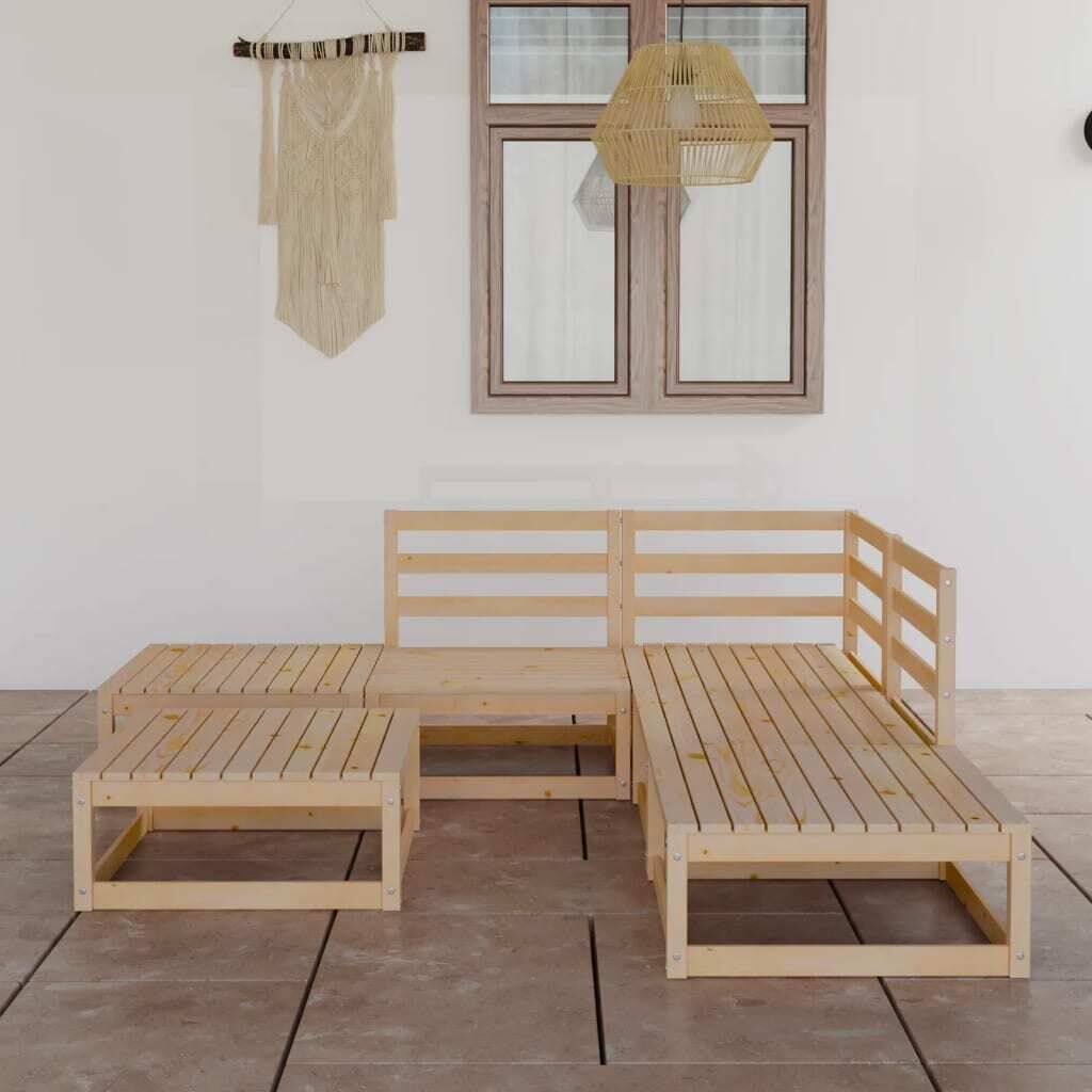 6 Piece Garden Lounge Set Solid Pinewood 6 Piece Garden Lounge Set Solid Pinewood