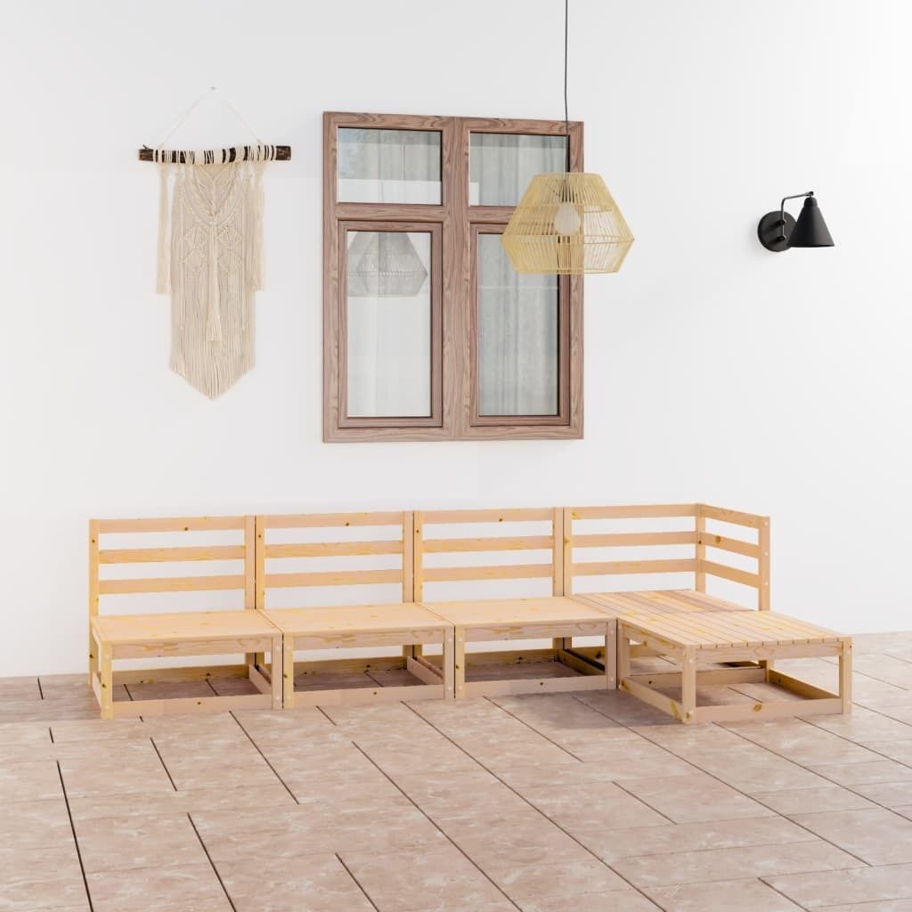 5 Piece Garden Lounge Set Solid Pinewood 5 Piece Garden Lounge Set Solid Pinewood