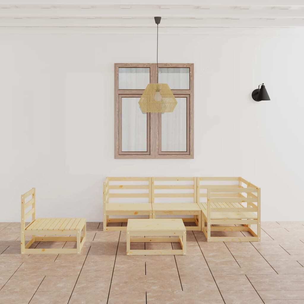 6 Piece Garden Lounge Set Solid Pinewood 6 Piece Garden Lounge Set Solid Pinewood