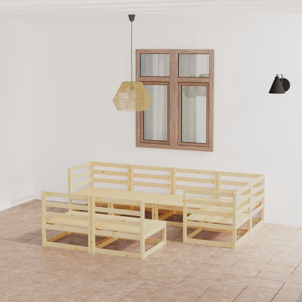 7 Piece Garden Lounge Set Solid Pinewood 7 Piece Garden Lounge Set Solid Pinewood