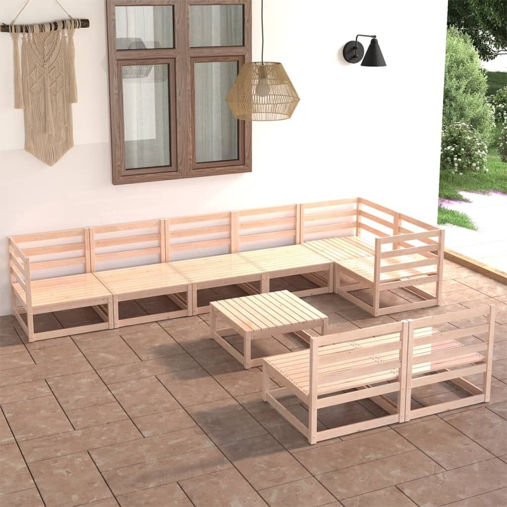 9 Piece Garden Lounge Set Solid Pinewood 9 Piece Garden Lounge Set Solid Pinewood