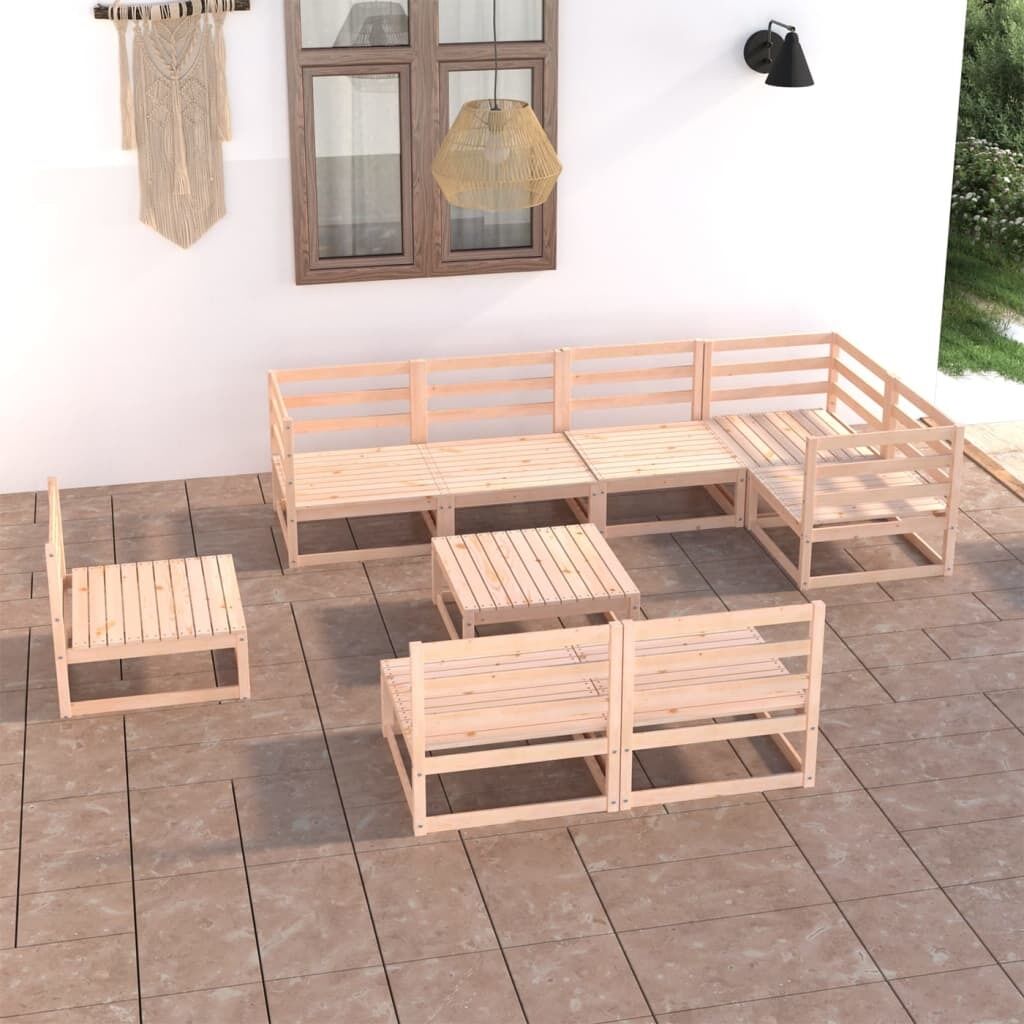 9 Piece Garden Lounge Set Solid Pinewood 9 Piece Garden Lounge Set Solid Pinewood