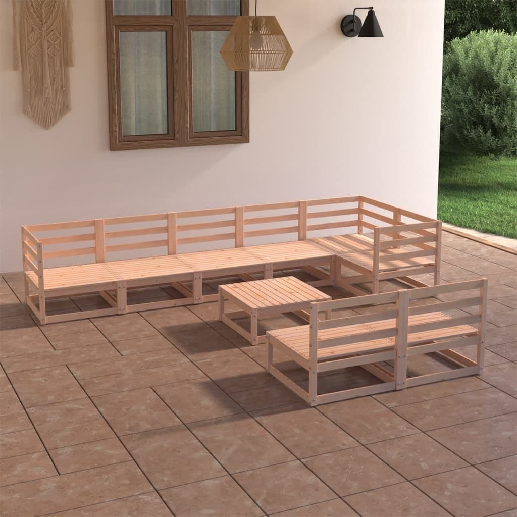 9 Piece Garden Lounge Set Solid Pinewood 9 Piece Garden Lounge Set Solid Pinewood