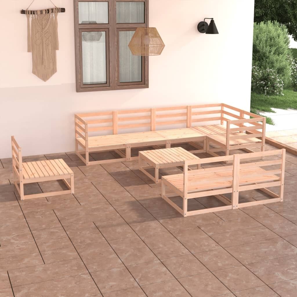 9 Piece Garden Lounge Set Solid Pinewood 9 Piece Garden Lounge Set Solid Pinewood