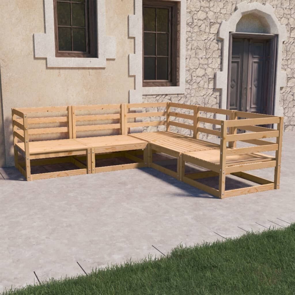 5 Piece Garden Lounge Set Solid Pinewood 5 Piece Garden Lounge Set Solid Pinewood