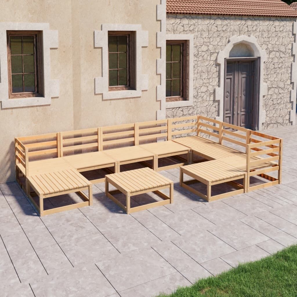 10 Piece Garden Lounge Set Solid Pinewood 10 Piece Garden Lounge Set Solid Pinewood