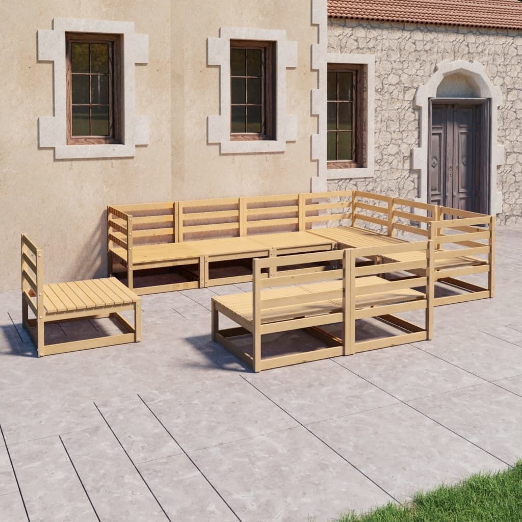 9 Piece Garden Lounge Set Solid Pinewood 9 Piece Garden Lounge Set Solid Pinewood