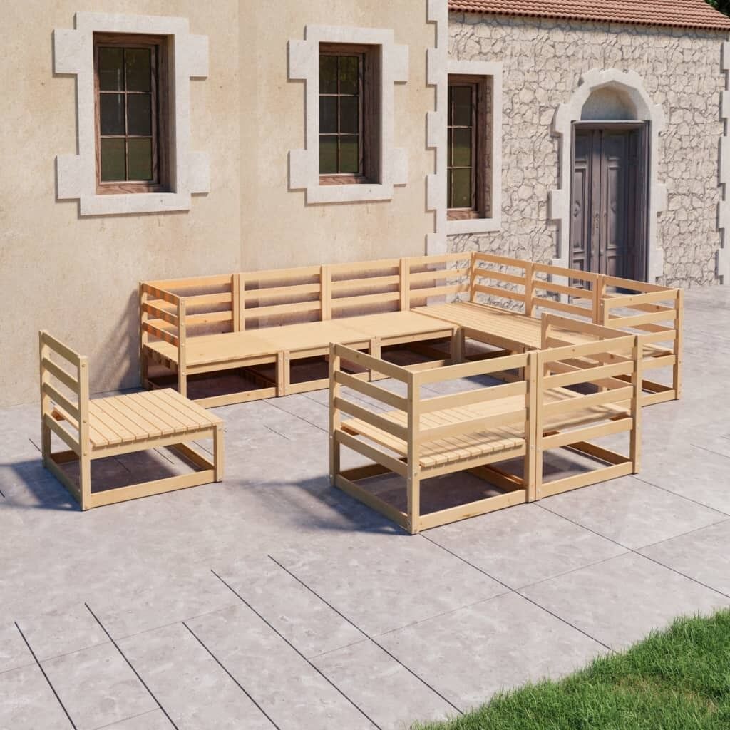 9 Piece Garden Lounge Set Solid Pinewood 9 Piece Garden Lounge Set Solid Pinewood