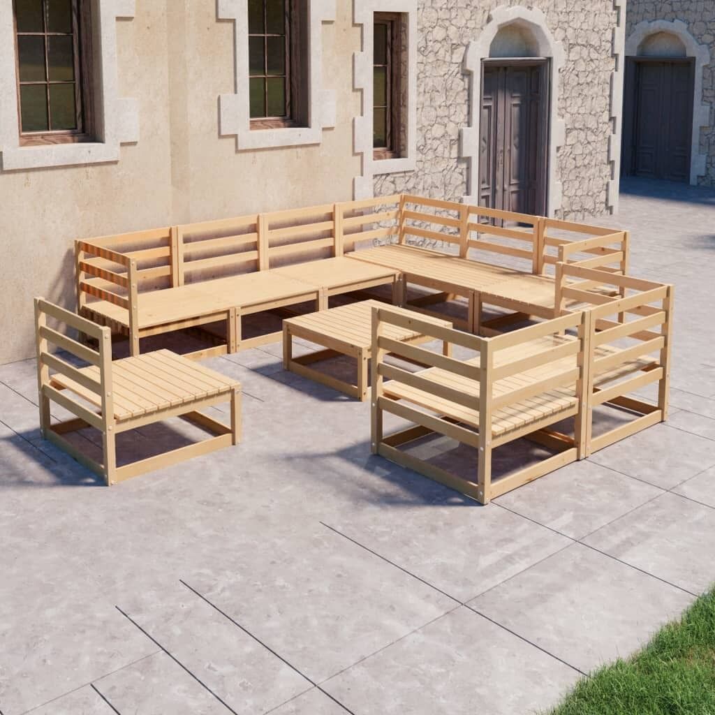 10 Piece Garden Lounge Set Solid Pinewood 10 Piece Garden Lounge Set Solid Pinewood