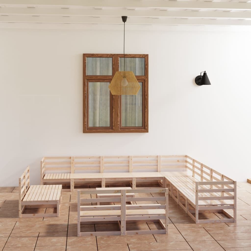 14 Piece Garden Lounge Set Solid Pinewood 14 Piece Garden Lounge Set Solid Pinewood
