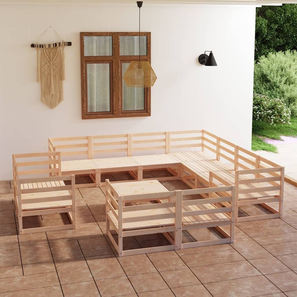 12 Piece Garden Lounge Set Solid Pinewood 12 Piece Garden Lounge Set Solid Pinewood