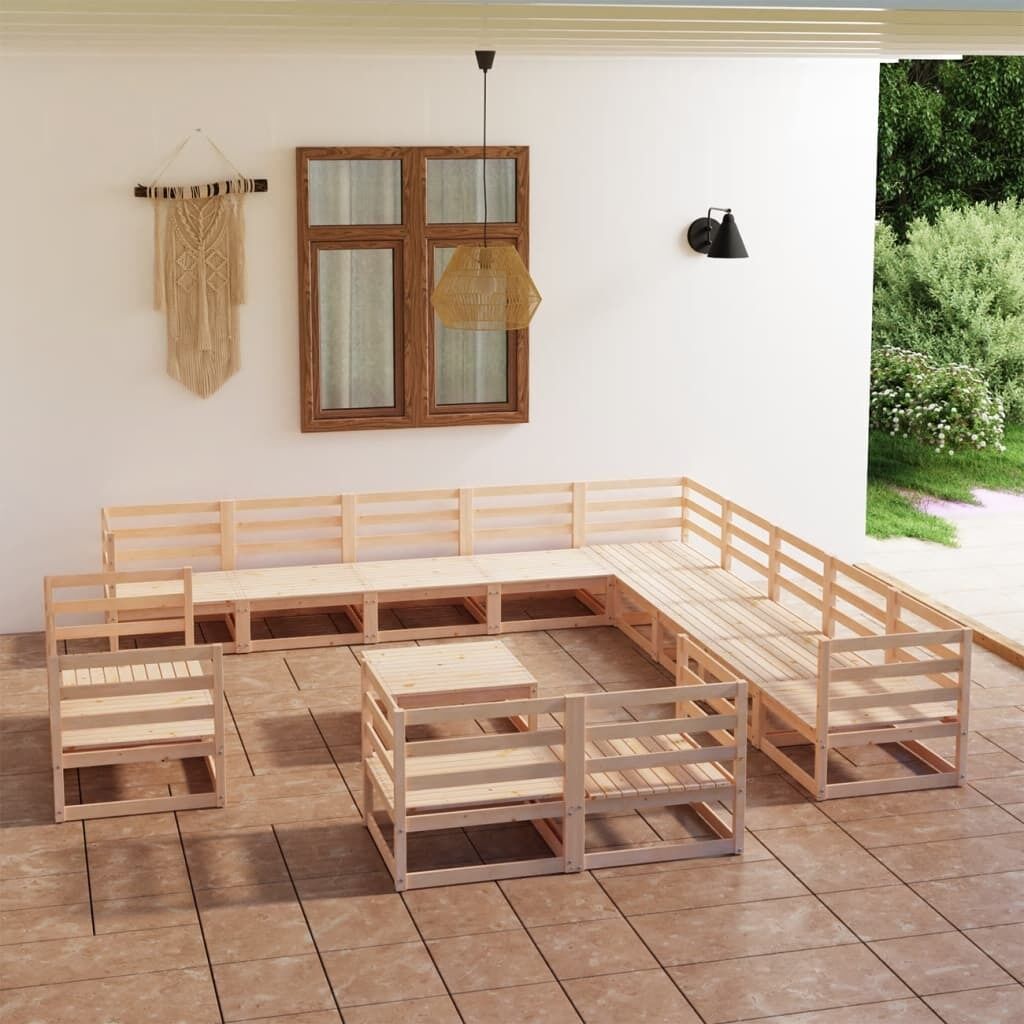 14 Piece Garden Lounge Set Solid Pinewood 14 Piece Garden Lounge Set Solid Pinewood
