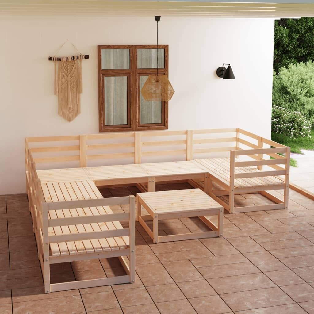 9 Piece Garden Lounge Set Solid Pinewood 9 Piece Garden Lounge Set Solid Pinewood