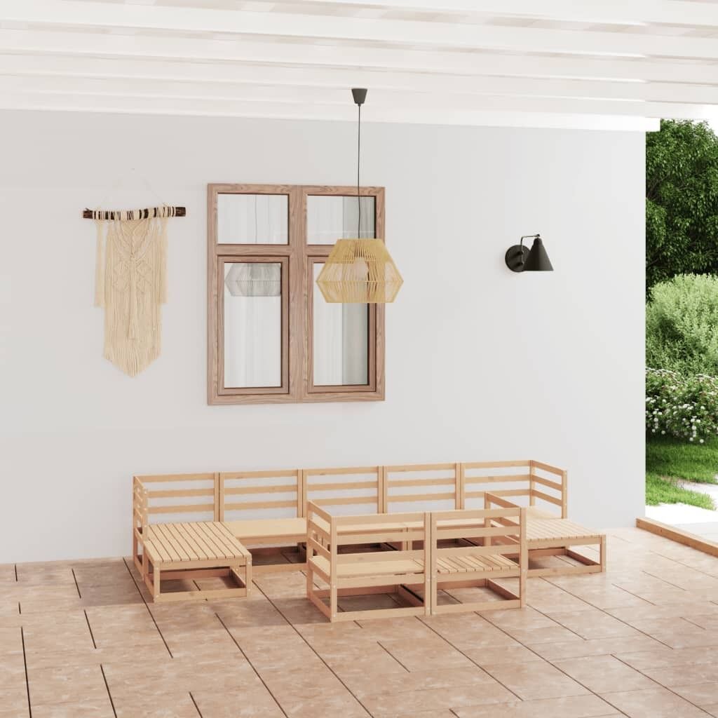 9 Piece Garden Lounge Set Solid Pinewood 9 Piece Garden Lounge Set Solid Pinewood