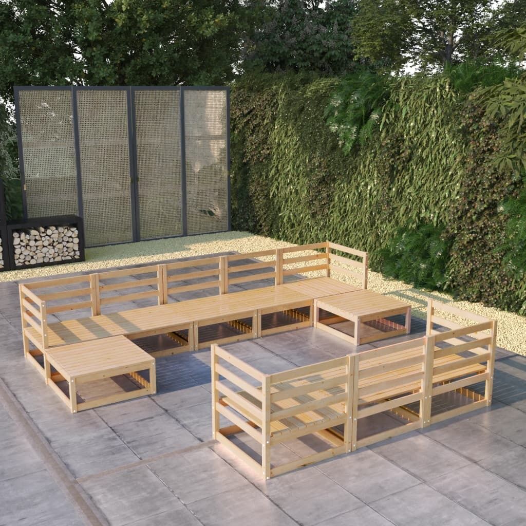 10 Piece Garden Lounge Set Solid Pinewood 10 Piece Garden Lounge Set Solid Pinewood