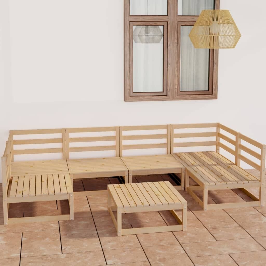 7 Piece Garden Lounge Set Solid Pinewood 7 Piece Garden Lounge Set Solid Pinewood