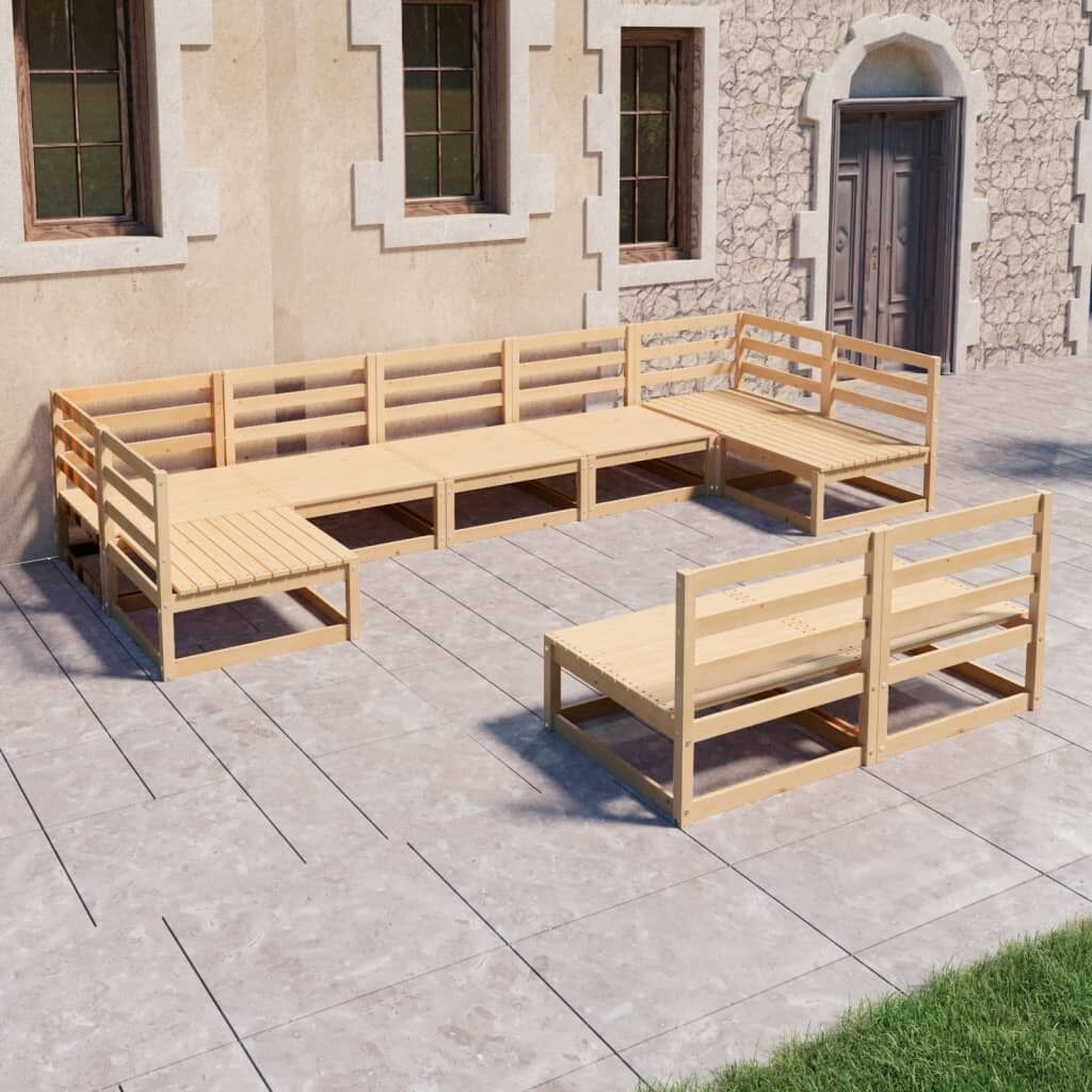 9 Piece Garden Lounge Set Solid Pinewood 9 Piece Garden Lounge Set Solid Pinewood