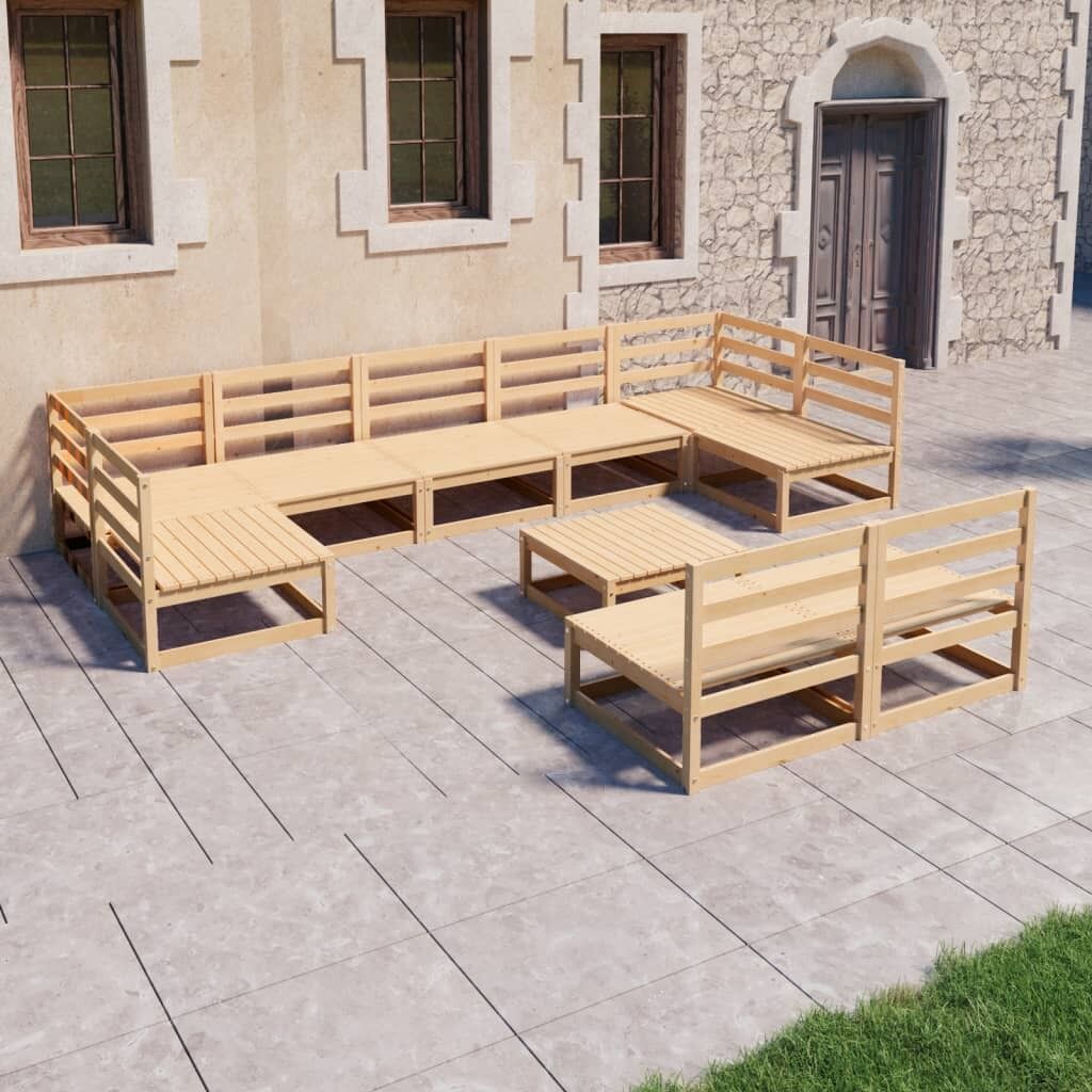 10 Piece Garden Lounge Set Solid Pinewood 10 Piece Garden Lounge Set Solid Pinewood