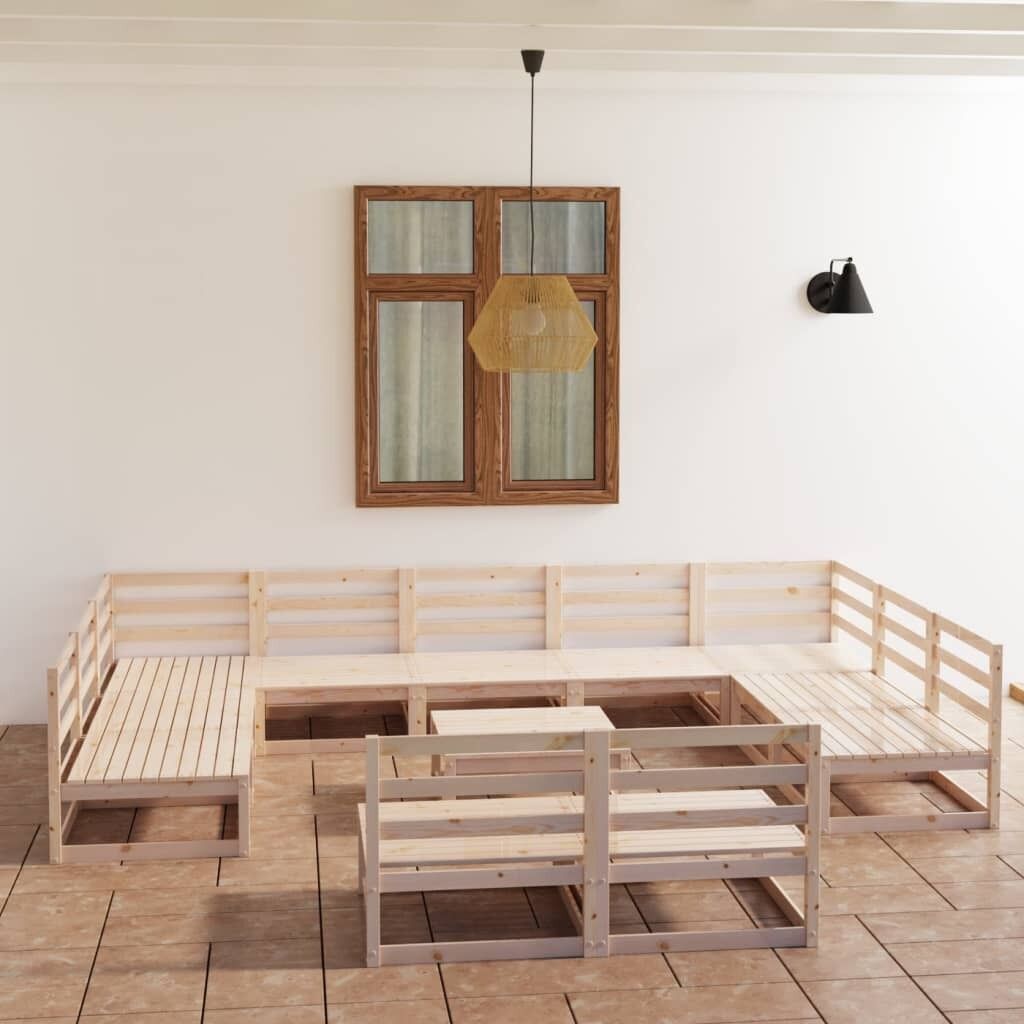 12 Piece Garden Lounge Set Solid Pinewood 12 Piece Garden Lounge Set Solid Pinewood