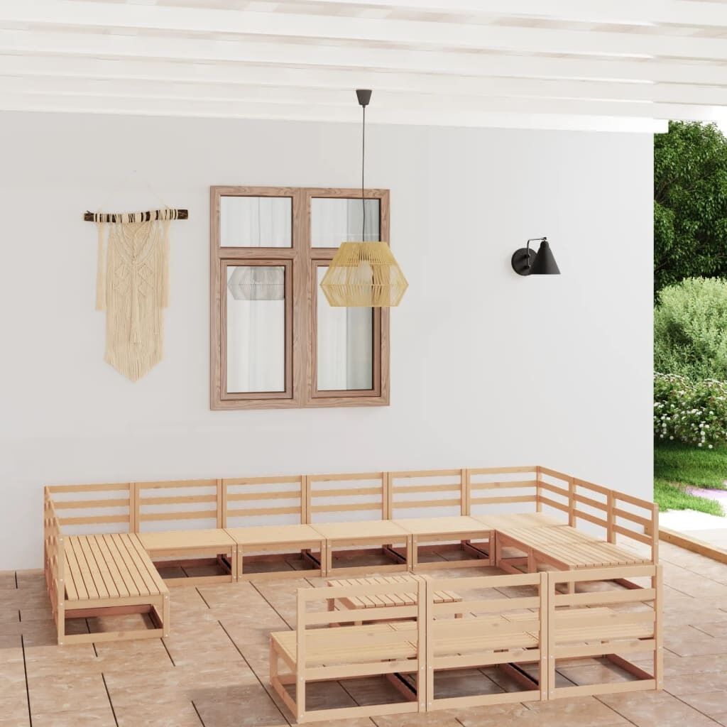 14 Piece Garden Lounge Set Solid Pinewood 14 Piece Garden Lounge Set Solid Pinewood