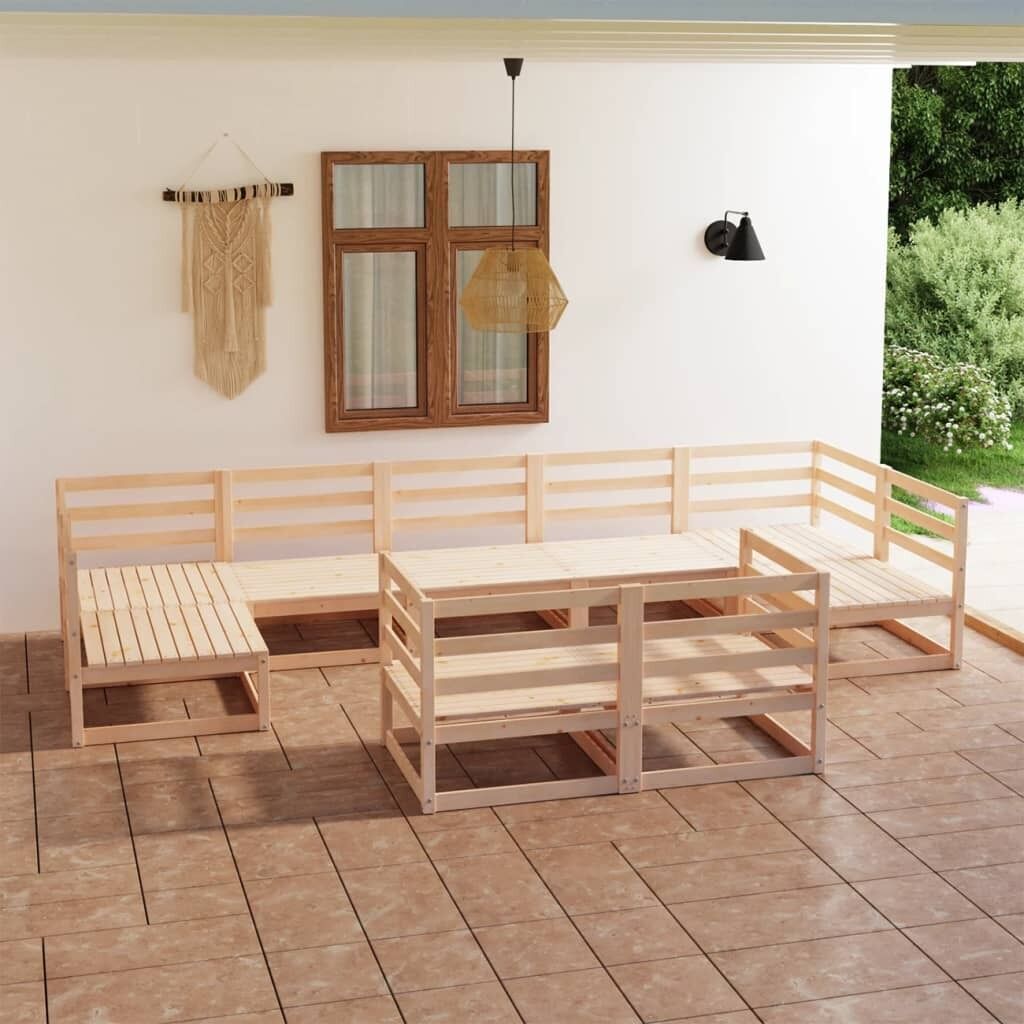 9 Piece Garden Lounge Set Solid Pinewood 9 Piece Garden Lounge Set Solid Pinewood