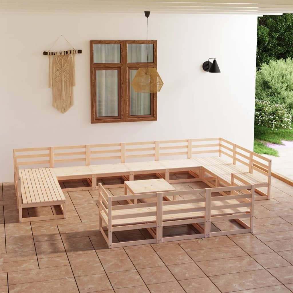 14 Piece Garden Lounge Set Solid Pinewood 14 Piece Garden Lounge Set Solid Pinewood