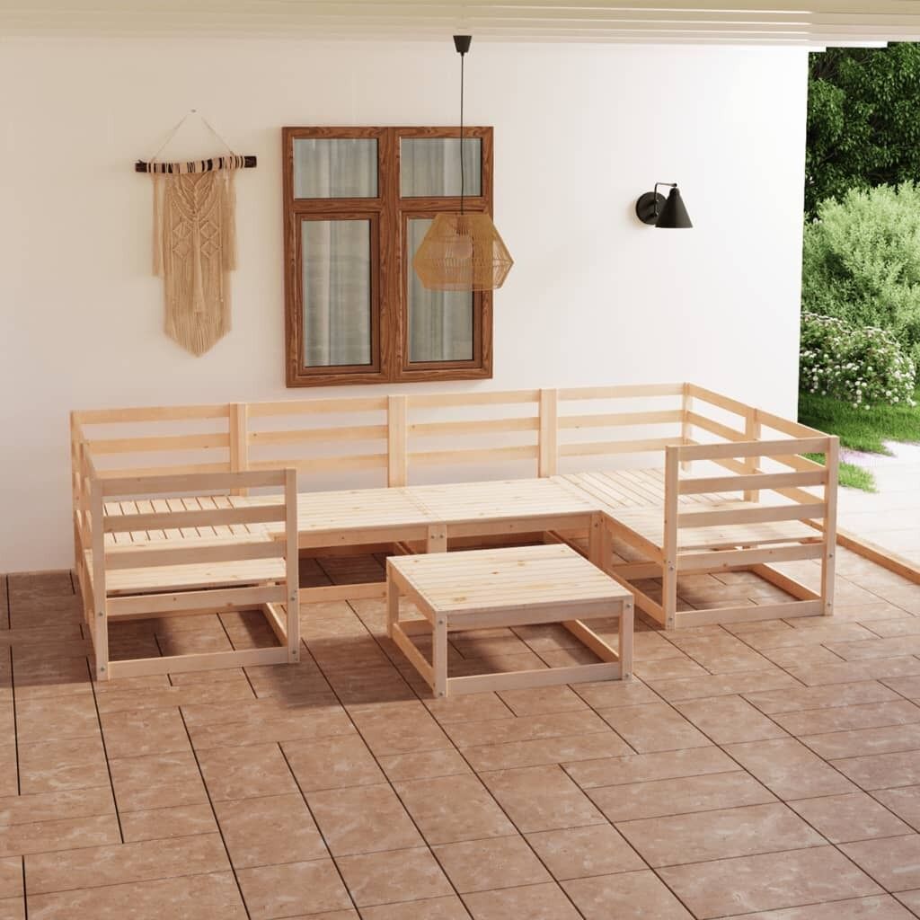7 Piece Garden Lounge Set Solid Pinewood 7 Piece Garden Lounge Set Solid Pinewood