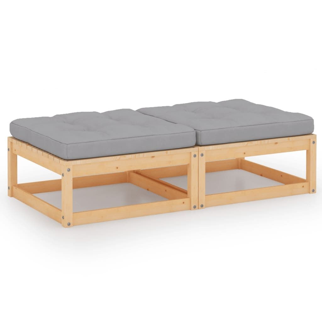 Garden Footstools with Cushions 2 pcs Solid Pinewood Garden Footstools with Cushions 2 pcs Solid Pinewood