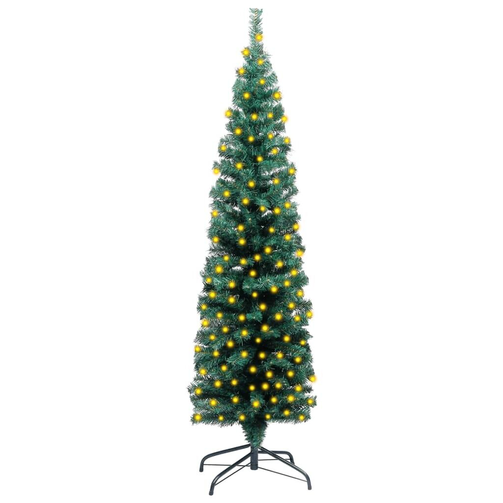 Slim Artificial Christmas Tree with LEDs&Stand Green PVC Slim Artificial Christmas Tree with LEDs&Stand Green PVC