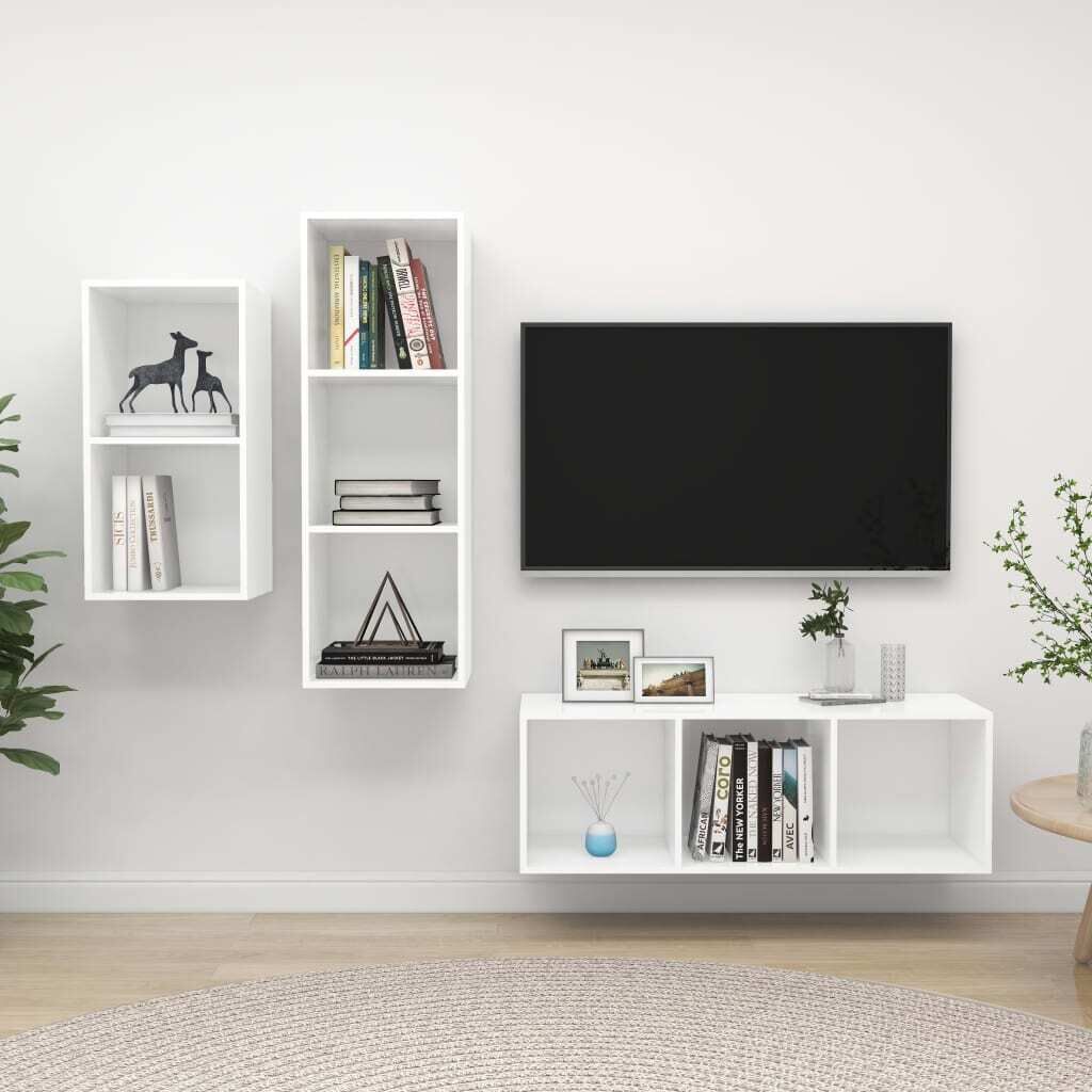 Carcoar 3 Piece TV Cabinet Set Engineered Wood Carcoar 3 Piece TV Cabinet Set Engineered Wood