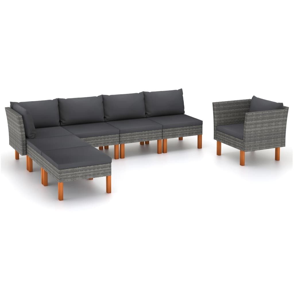 Garden Lounge Set Poly Rattan and Eucalyptus Wood Garden Lounge Set Poly Rattan and Eucalyptus Wood