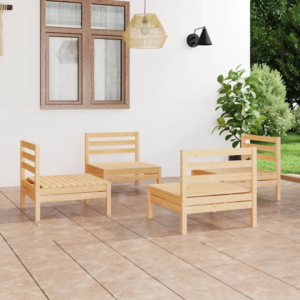 4 Piece Garden Lounge Set Solid Pinewood 4 Piece Garden Lounge Set Solid Pinewood