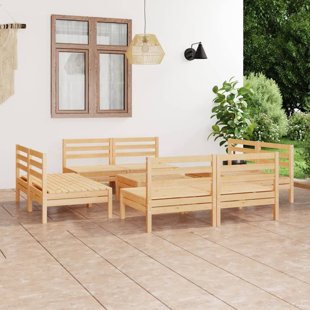 9 Piece Garden Lounge Set Solid Pinewood 9 Piece Garden Lounge Set Solid Pinewood