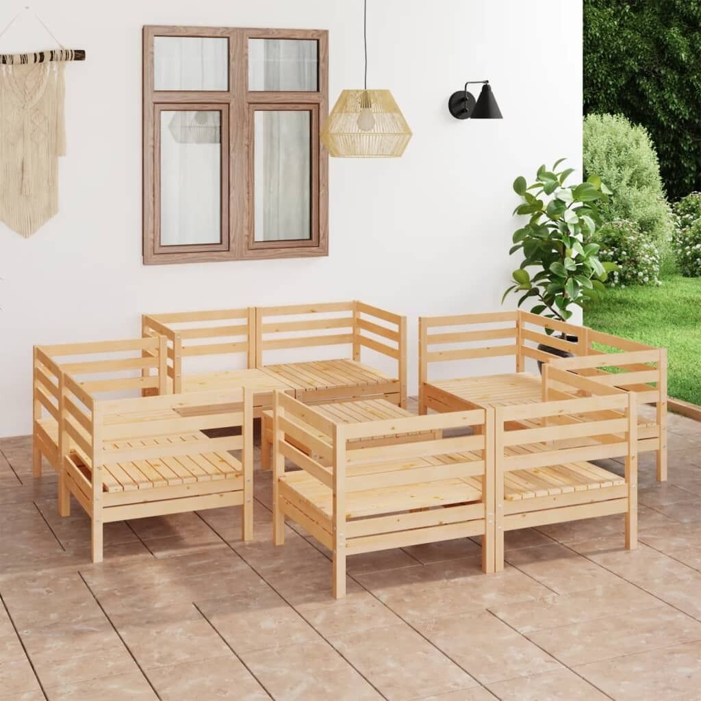 9 Piece Garden Lounge Set Solid Pinewood 9 Piece Garden Lounge Set Solid Pinewood