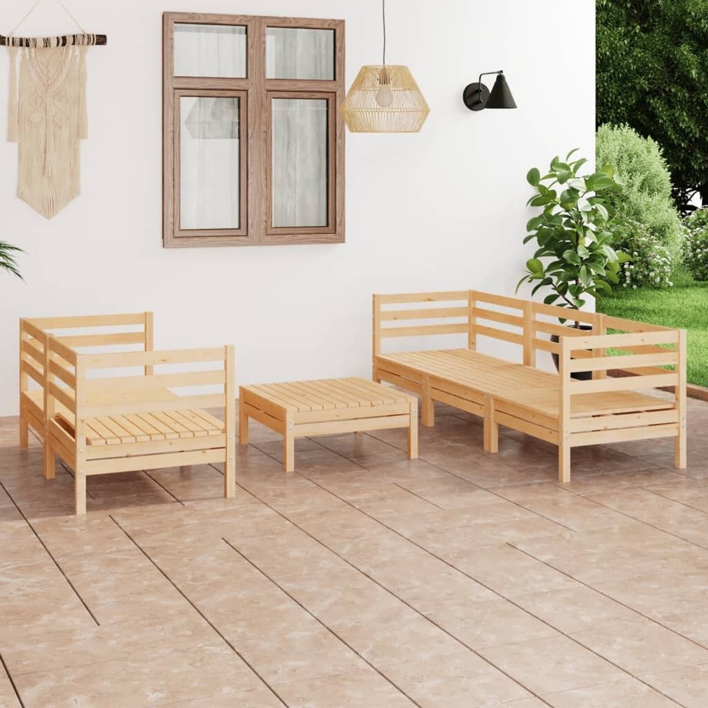 6 Piece Garden Lounge Set Solid Pinewood 6 Piece Garden Lounge Set Solid Pinewood