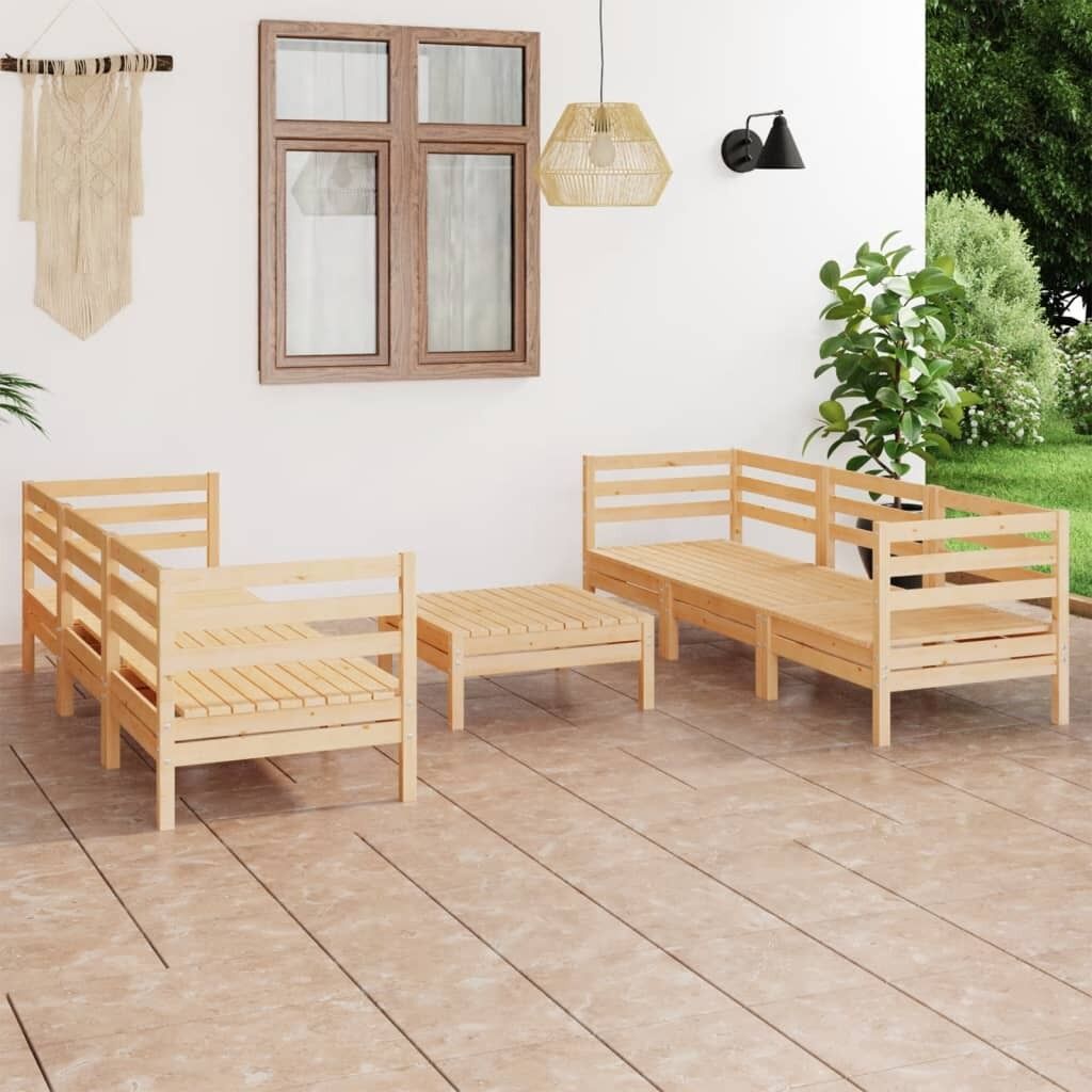 7 Piece Garden Lounge Set Solid Pinewood 7 Piece Garden Lounge Set Solid Pinewood