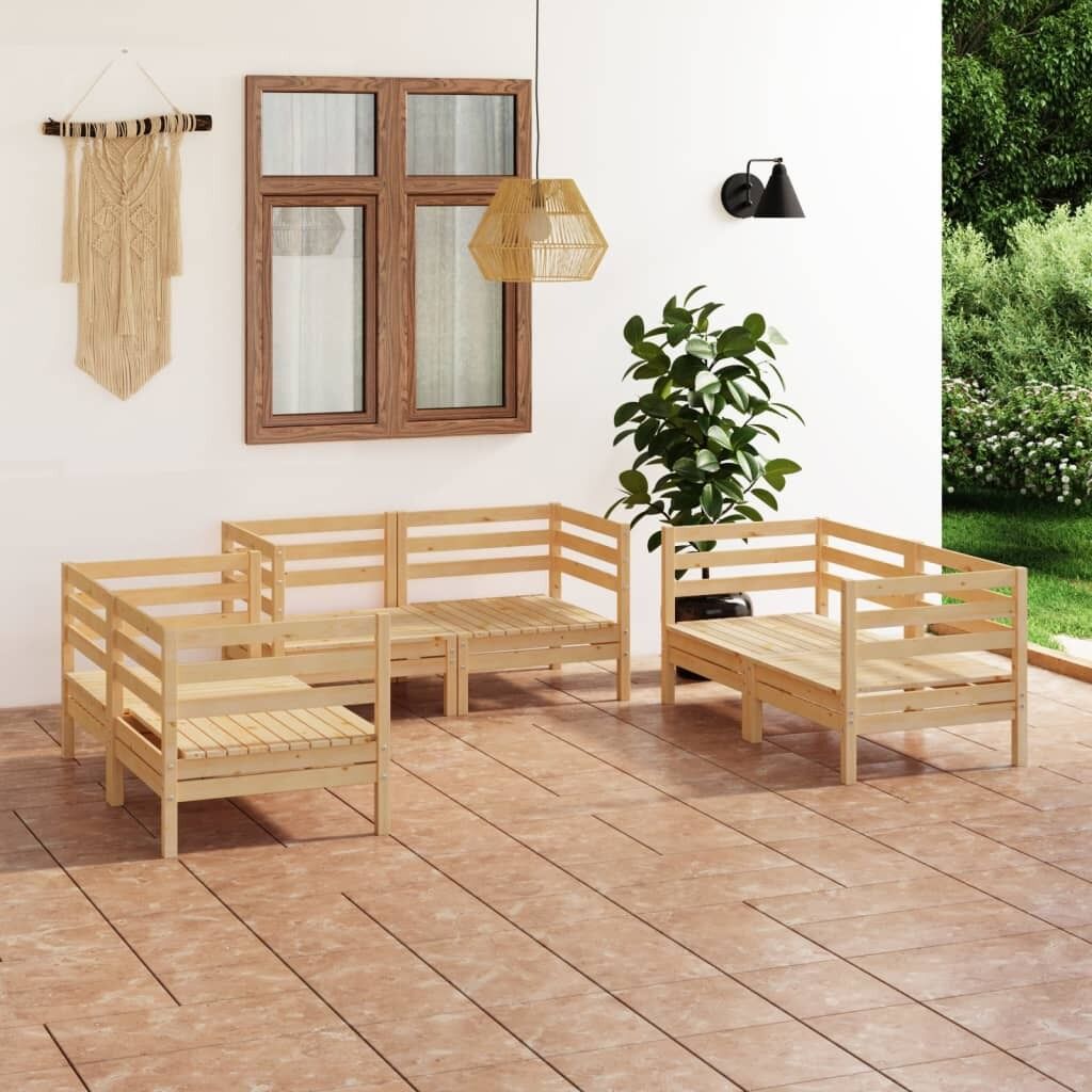 6 Piece Garden Lounge Set Solid Pinewood 6 Piece Garden Lounge Set Solid Pinewood