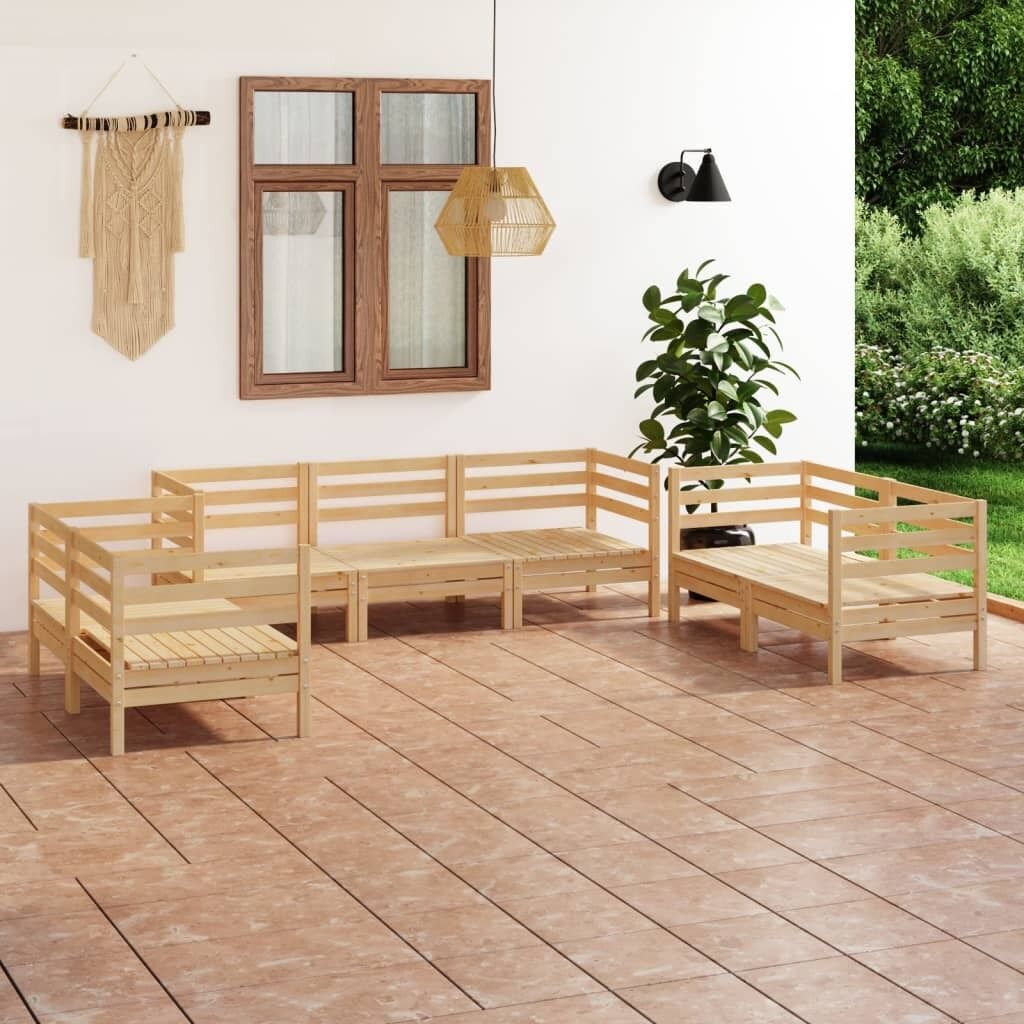 7 Piece Garden Lounge Set Solid Pinewood 7 Piece Garden Lounge Set Solid Pinewood