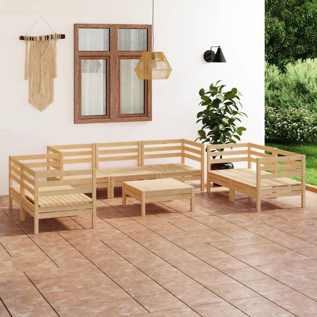 8 Piece Garden Lounge Set Solid Pinewood 8 Piece Garden Lounge Set Solid Pinewood
