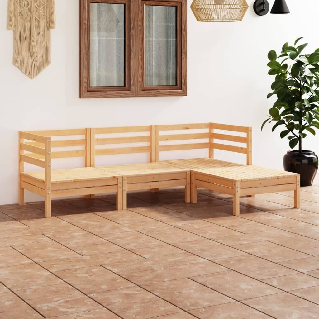 4 Piece Garden Lounge Set Solid Pinewood 4 Piece Garden Lounge Set Solid Pinewood