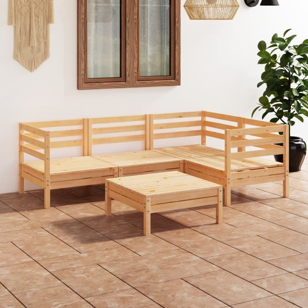 5 Piece Garden Lounge Set Solid Pinewood 5 Piece Garden Lounge Set Solid Pinewood