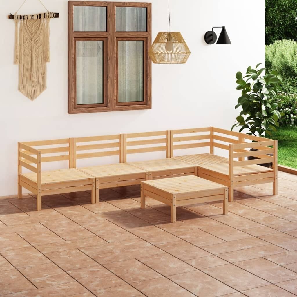6 Piece Garden Lounge Set Solid Pinewood 6 Piece Garden Lounge Set Solid Pinewood