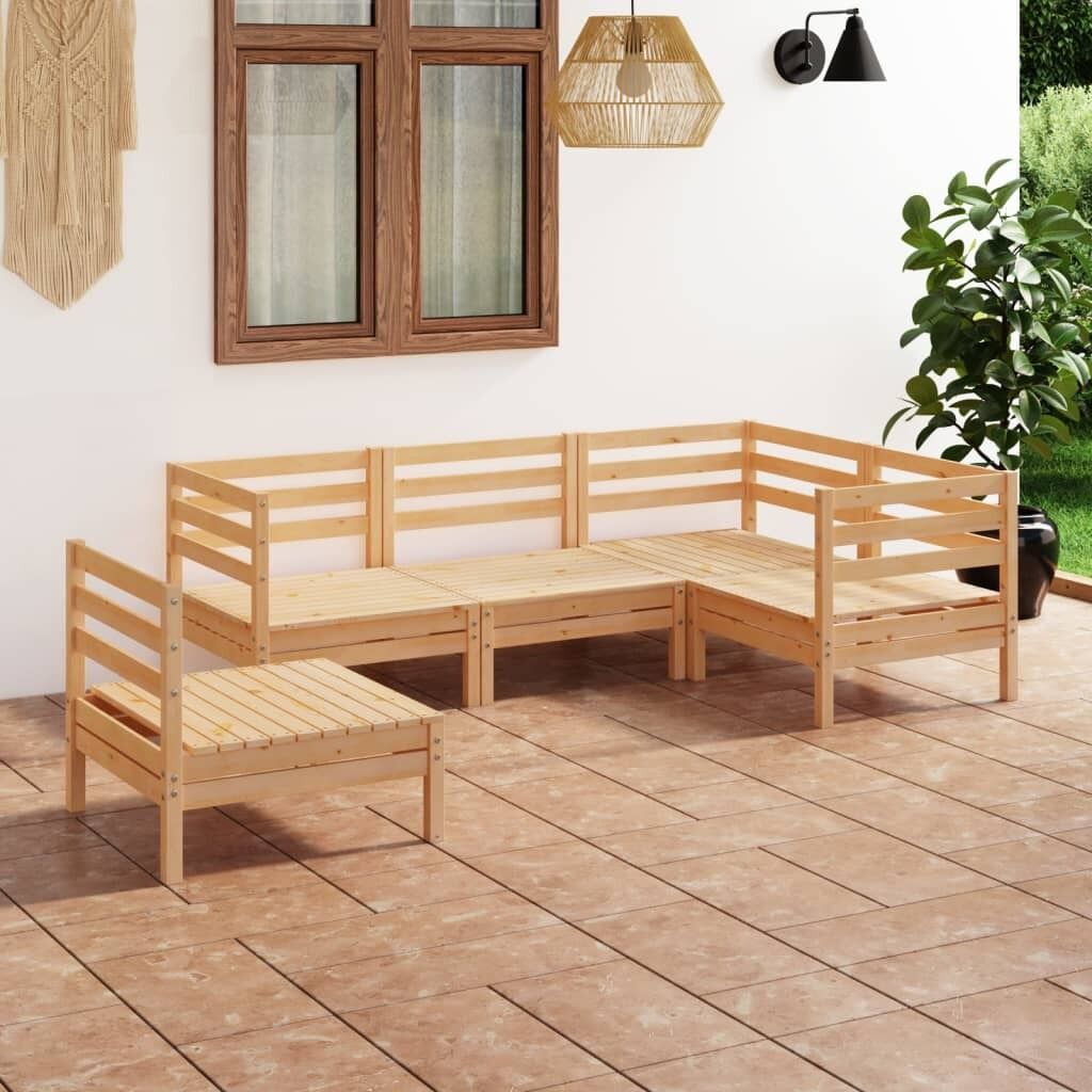 5 Piece Garden Lounge Set Solid Pinewood 5 Piece Garden Lounge Set Solid Pinewood